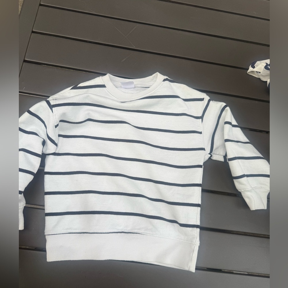 Zara Kids Black White Striped Long Sleeve Top Size 6-7 Breton Shirt
